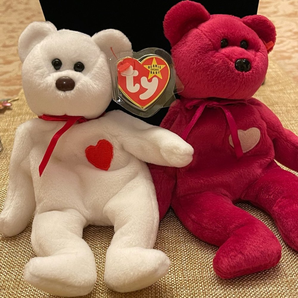 Vintage Valentino and Valentina Original Beanie Bears (pair)